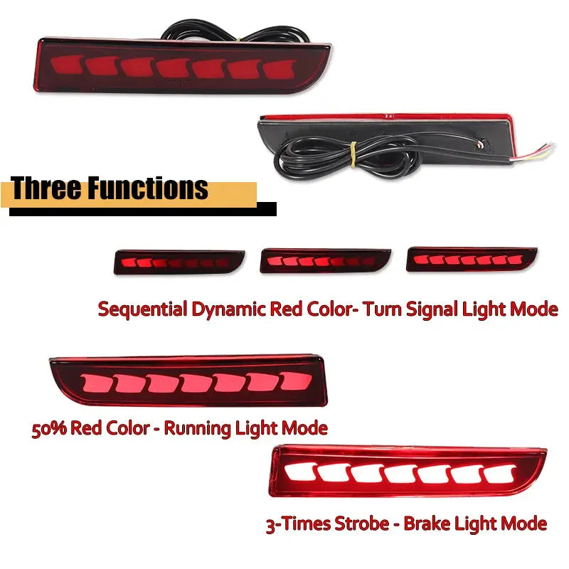 LED Bumper Reflector Lights For Mitsubishi Lancer Evo Evolution ASX Outlander Sport RVR Dynamic Turn Signal Rear Tail Brake Lamp Revix