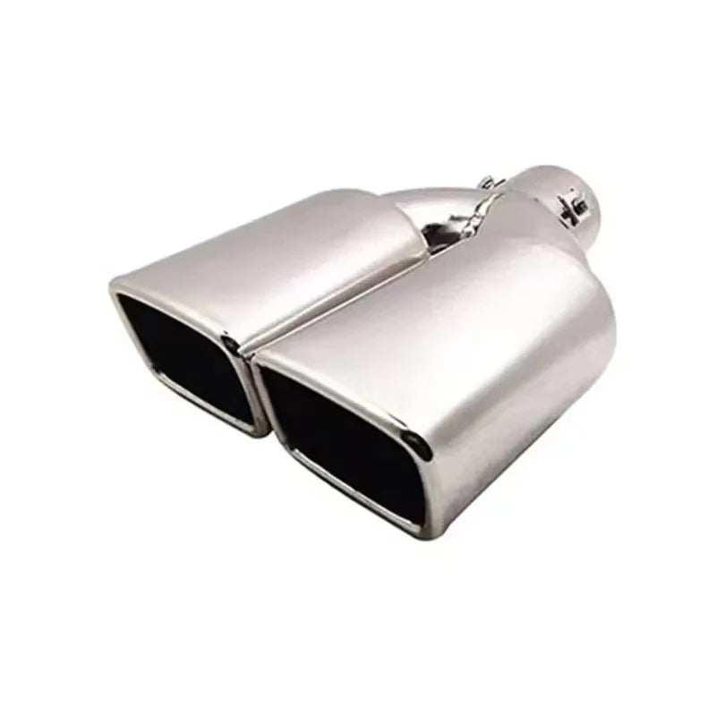 Exhaust Tip Universal Double Outlet Nozzle Rear Muffler Tip Stainless Steel Square Mouth Exhaust Pipe Muffler Car Accessories Revix