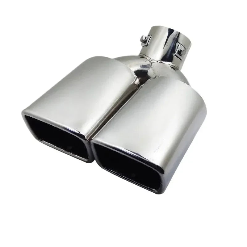 Exhaust Tip Universal Double Outlet Nozzle Rear Muffler Tip Stainless Steel Square Mouth Exhaust Pipe Muffler Car Accessories Revix