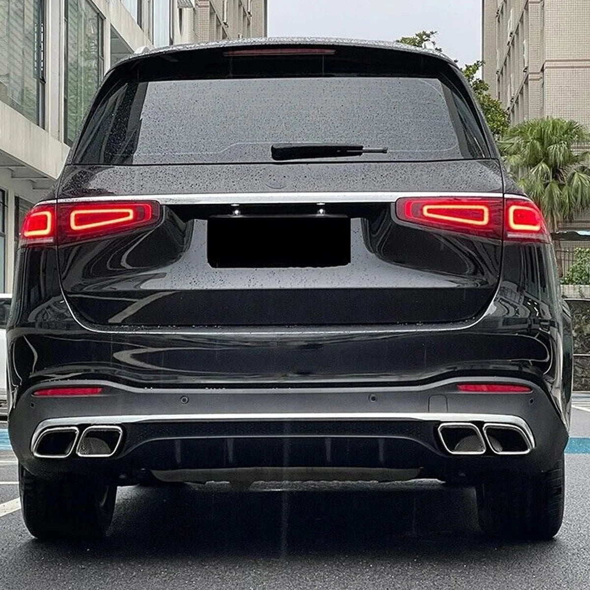GLS63 AMG Style Black Rear Diffuser with Exhaust Tips for Mercedes Benz X167 2019+ Revix