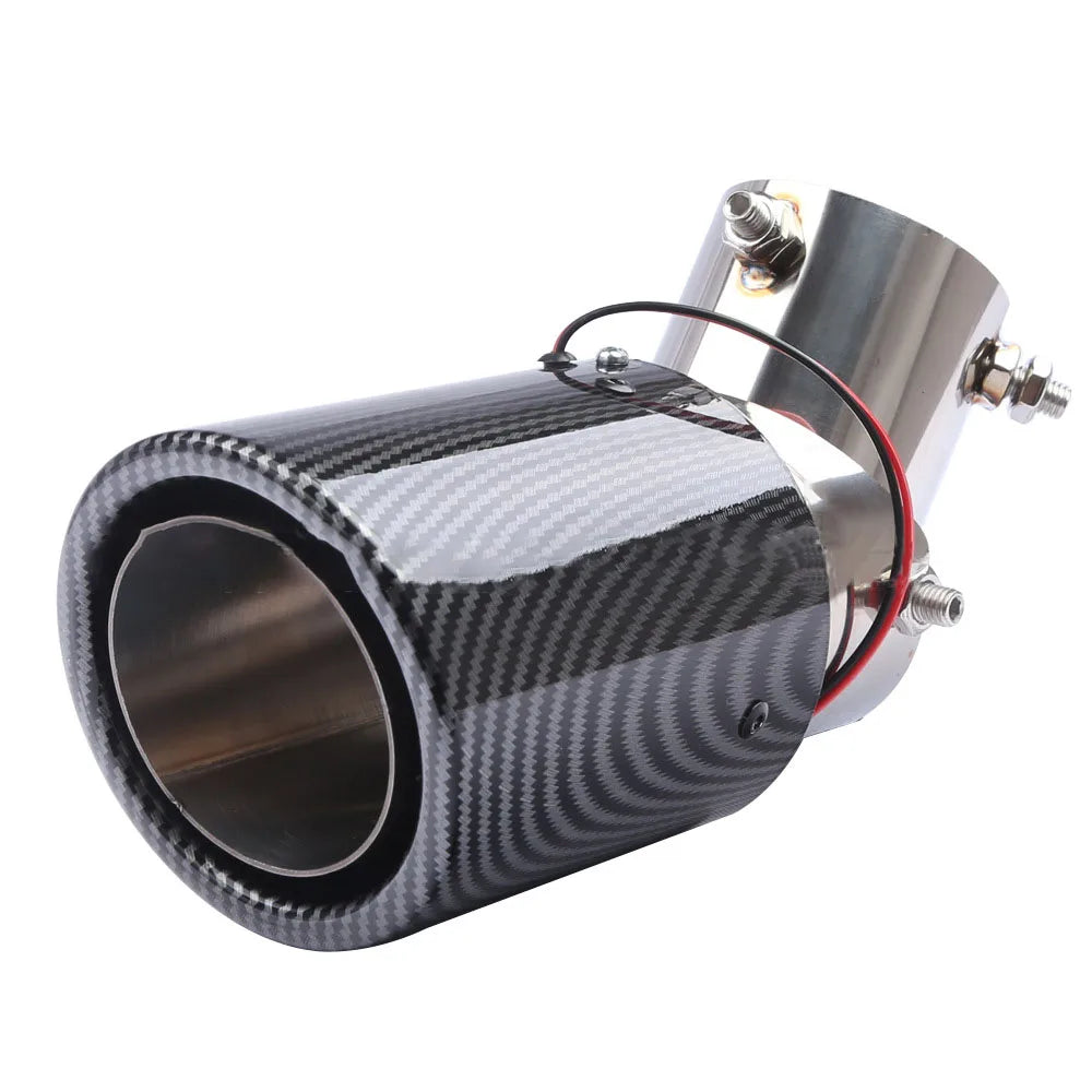 Universal Carbon Fiber Tailpipe With Led Lights 63mm Revix