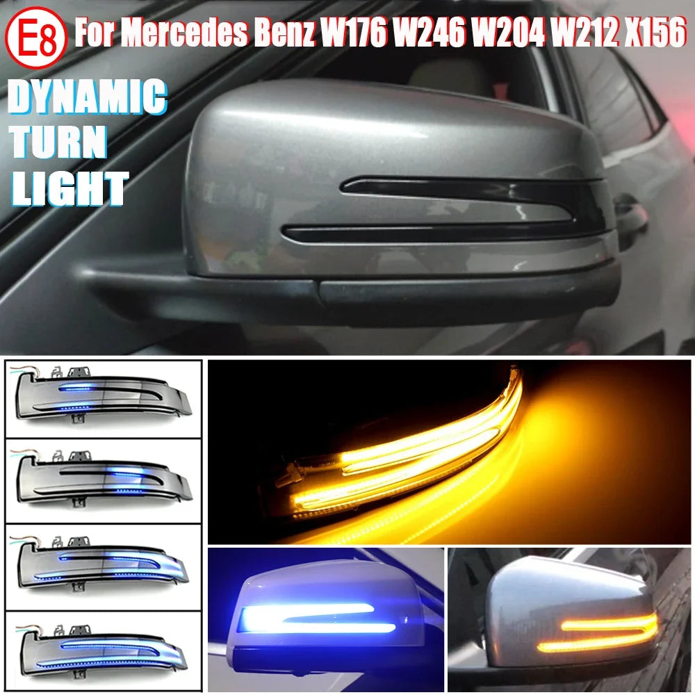 1 Pair Dynamic Turn LED Signals For Mercedes Benz W204 CLA A B C E S GLA GLK CLS Class W176 W212 Revix