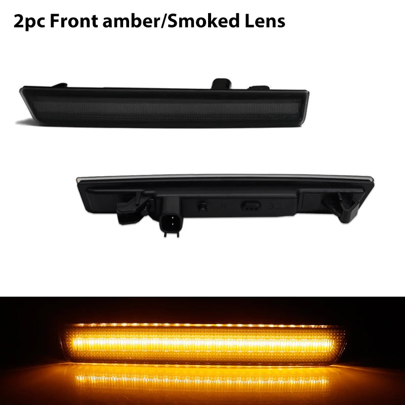 For Dodge Challenger 2015-2022 Clear & Smoked Lens LED Side Marker Lamp Amber Front Red Rear Side Fender Reflector Lights Revix