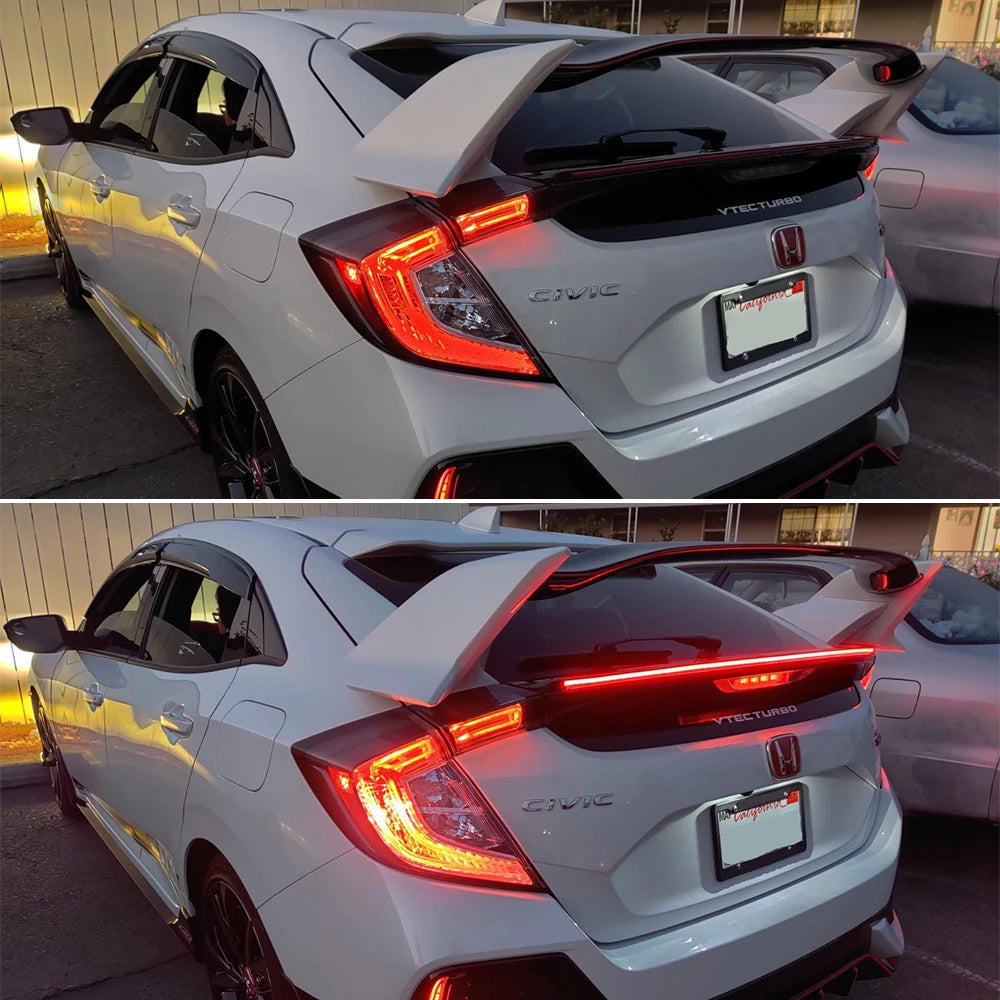 LED Spoiler Light Car Universal Carbon Fiber Spoiler Lip Kit Turn Signal Brake Warn Lamp Exterior Accessories Styling Tail Wing Revix