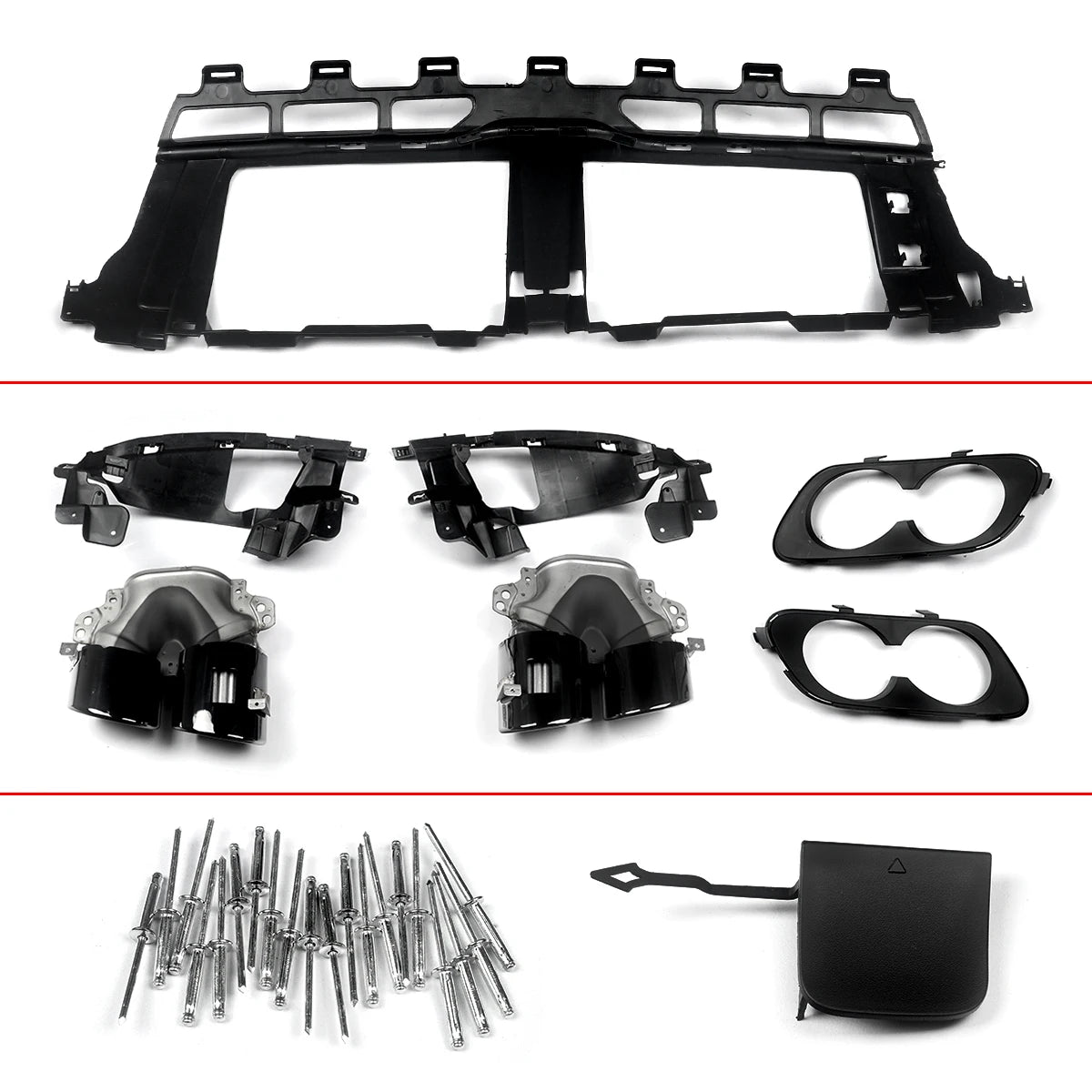 Mercedes-Benz GLE53 Rear Bumper Diffuser Lip + Exhaust Tips For GLE350 GLE400 GLE450 GLE580 2019+ Revix