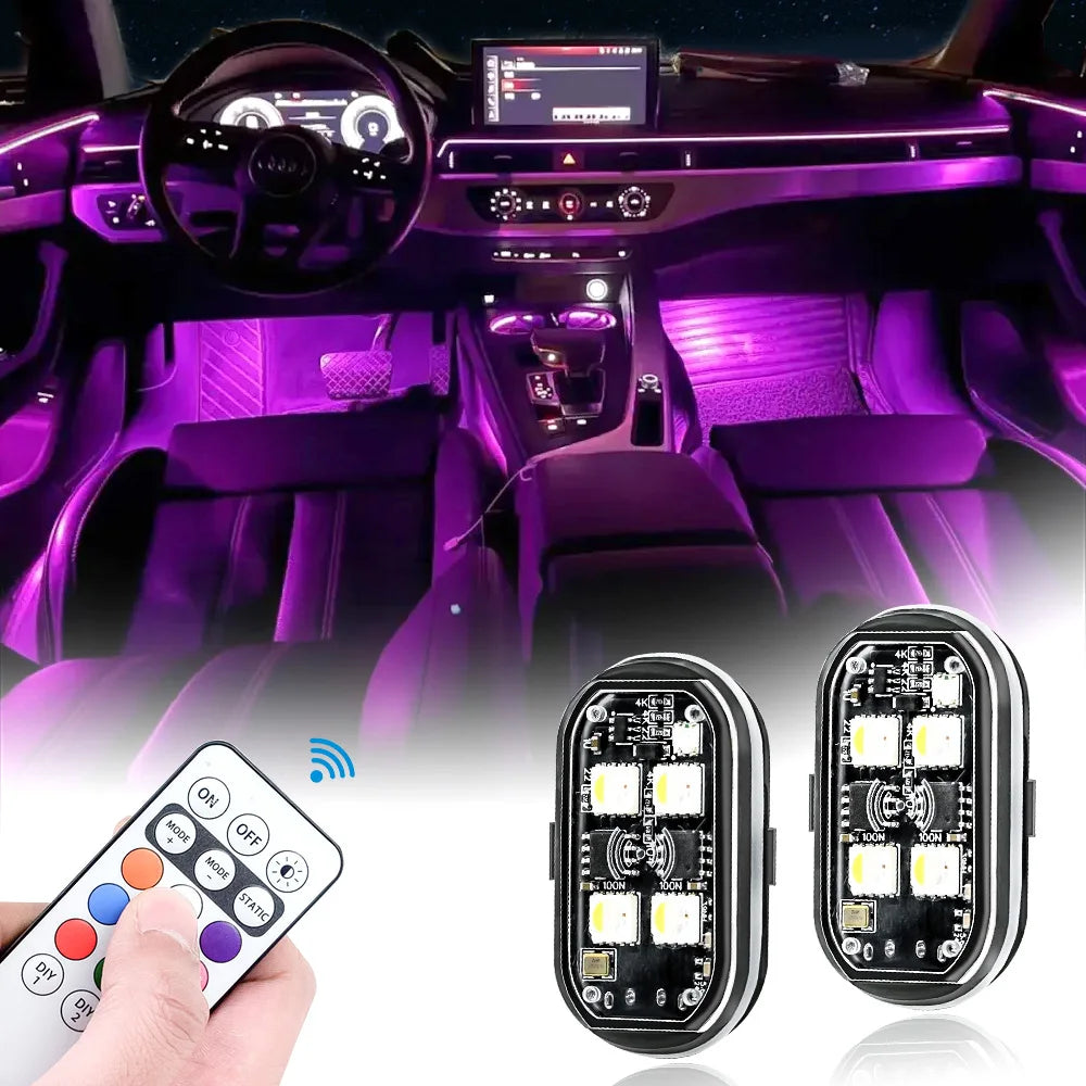 4/6pcs Wireless LED Atmosphere Lights, 8 Colors Rechargeable LEDs Revix