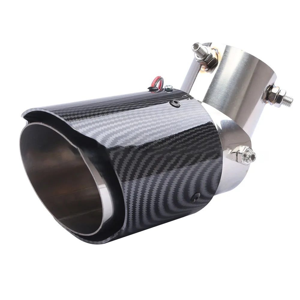Universal Carbon Fiber Tailpipe With Led Lights 63mm Revix