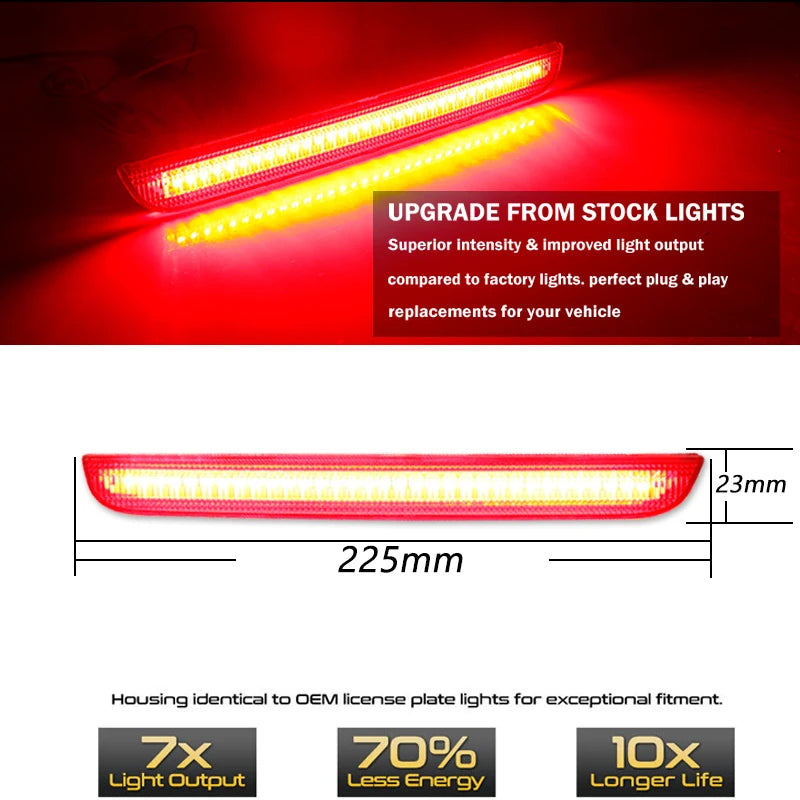 For Dodge Challenger 2015-2022 Clear & Smoked Lens LED Side Marker Lamp Amber Front Red Rear Side Fender Reflector Lights Revix