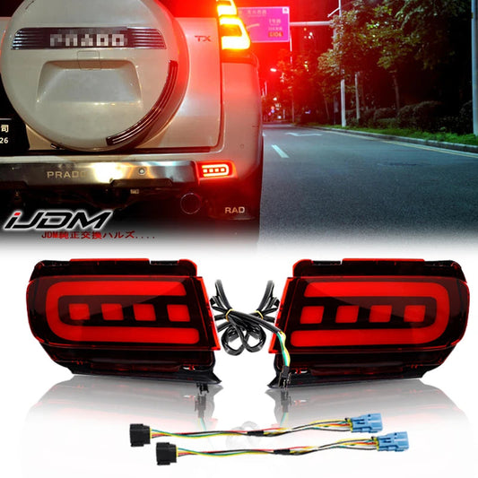 For Toyota Land Cruiser Prado 150 LC150 FJ150 GRJ150 2010 - 2020 Rear Bumper Reflector LED Car Tail Lamp Brake Turn Signal Light Revix