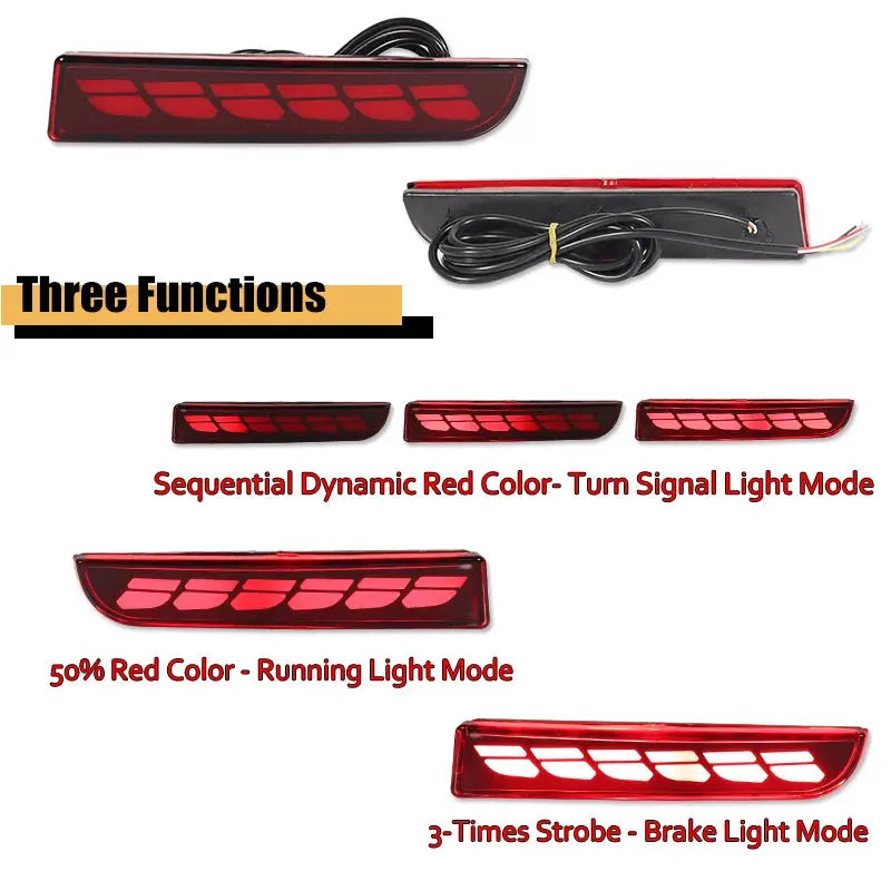 LED Bumper Reflector Lights For Mitsubishi Lancer Evo Evolution ASX Outlander Sport RVR Dynamic Turn Signal Rear Tail Brake Lamp Revix