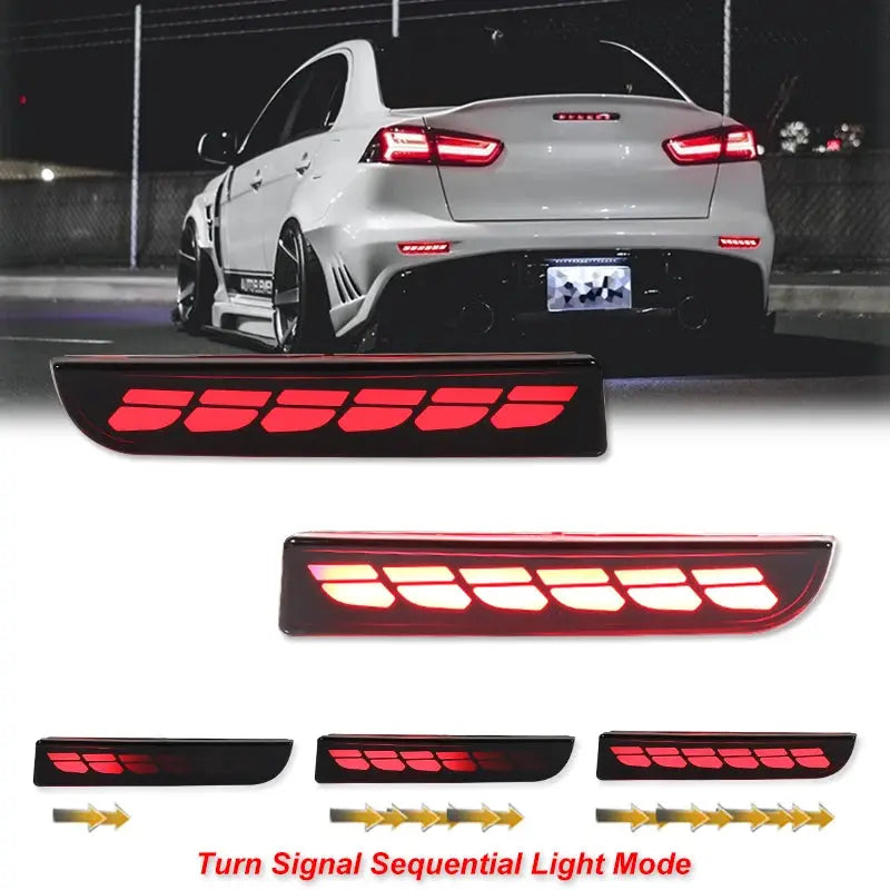 LED Bumper Reflector Lights For Mitsubishi Lancer Evo Evolution ASX Outlander Sport RVR Dynamic Turn Signal Rear Tail Brake Lamp Revix