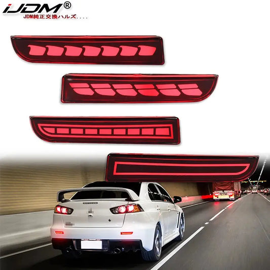 LED Bumper Reflector Lights For Mitsubishi Lancer Evo Evolution ASX Outlander Sport RVR Dynamic Turn Signal Rear Tail Brake Lamp Revix