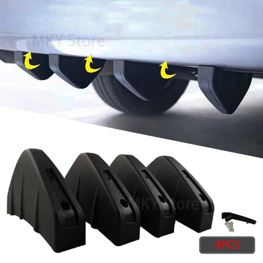 4PCS Universal Car Rear Bumper Diffuser Lip Spoiler Shark Fin Spliter Spoiler Chassis Protector Cover Kit Bumper Deflector Revix