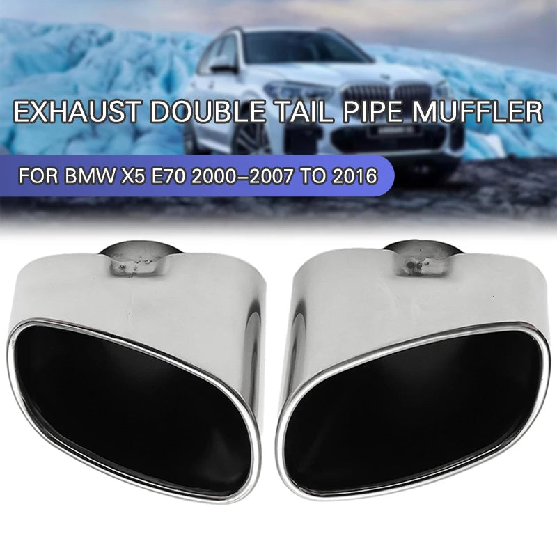 2pcs Stainless Steel Chrome Exhaust Dual Tail Pipe Muffler Tip For BMW X5 E70 08-13 Exhaust Pipe Tailpipe Mufflers Revix