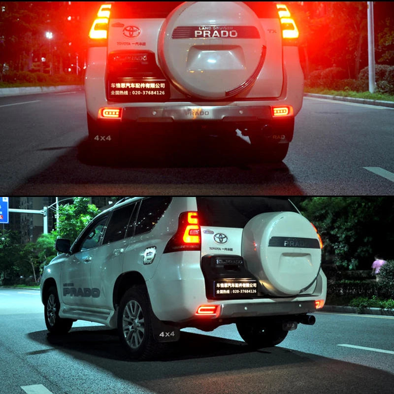 For Toyota Land Cruiser Prado 150 LC150 FJ150 GRJ150 2010 - 2020 Rear Bumper Reflector LED Car Tail Lamp Brake Turn Signal Light Revix