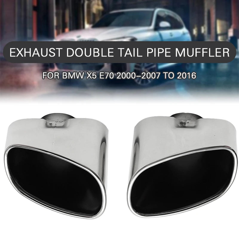 2pcs Stainless Steel Chrome Exhaust Dual Tail Pipe Muffler Tip For BMW X5 E70 08-13 Exhaust Pipe Tailpipe Mufflers Revix