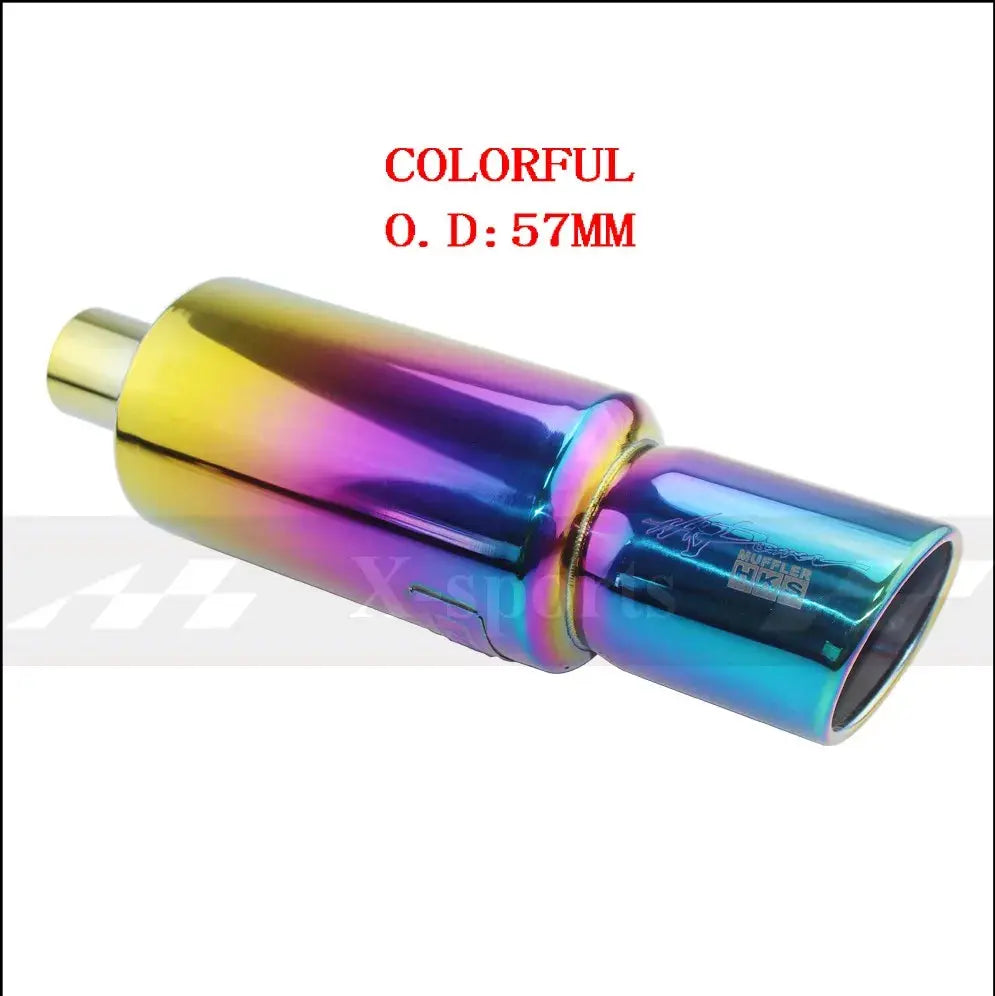 Car Motorbike Exhaust System Exhaust Pipe Muffler Tip Universal Stainless Steel ID 51MM 57MM 63MM Outlet 89mm Silencer Tail Pipe Revix