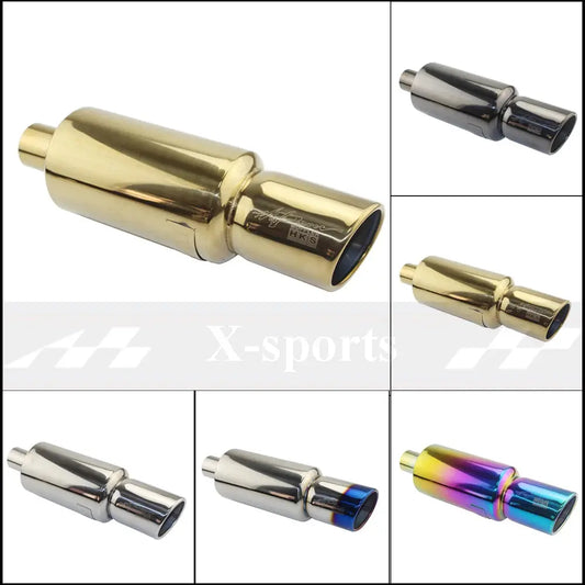 Car Motorbike Exhaust System Exhaust Pipe Muffler Tip Universal Stainless Steel ID 51MM 57MM 63MM Outlet 89mm Silencer Tail Pipe Revix