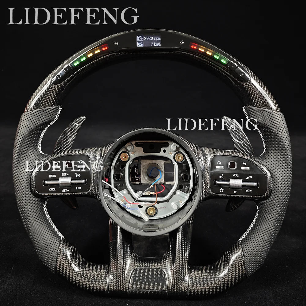 Retorfit LED Carbon Fiber Steering Wheel For Mercedes Benz AMG W204 W205 W213 C63 E63 G63 G55 G500 W212 W463 CLS63 GLA CLA Revix