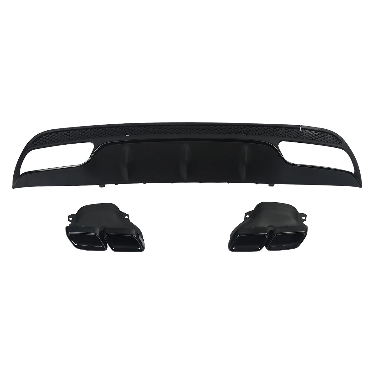 Fit for C63 AMG Style Rear Lip +Exhaust Tips  For Mercedes W205 Sedan 2015 2016 2017 2018 Revix