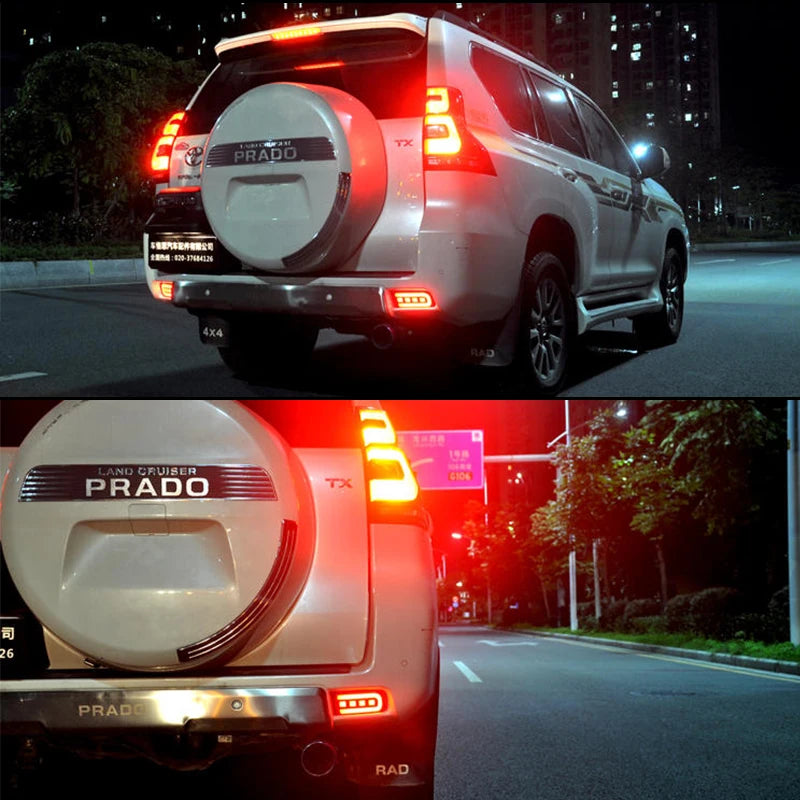 For Toyota Land Cruiser Prado 150 LC150 FJ150 GRJ150 2010 - 2020 Rear Bumper Reflector LED Car Tail Lamp Brake Turn Signal Light Revix
