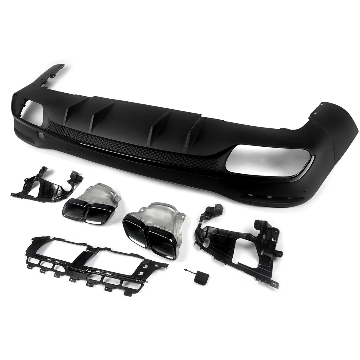 GLS63 AMG Style Black Rear Diffuser with Exhaust Tips for Mercedes Benz X167 2019+ Revix