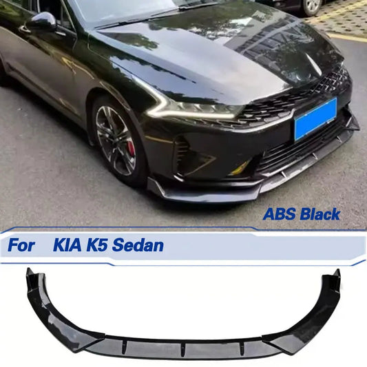 Car Front Bumper Lip Spoiler ABS Gloss Black Carbon Look for KIA K5 Sedan 4-Door 2020-2025 Racing Front Lip Chin Apron Body Kit Revix