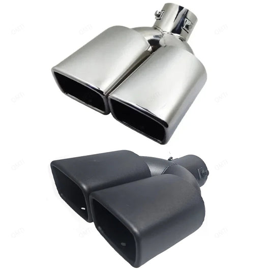 Exhaust Tip Universal Double Outlet Nozzle Rear Muffler Tip Stainless Steel Square Mouth Exhaust Pipe Muffler Car Accessories Revix