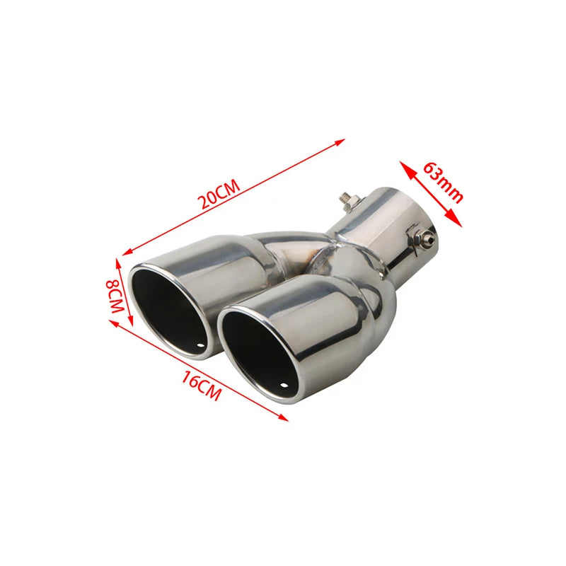 Universal 63mm Car Muffler Exhaust Tip Tail Pipe Stainless Steel Car Rear Tail Throat Car Accessories Revix