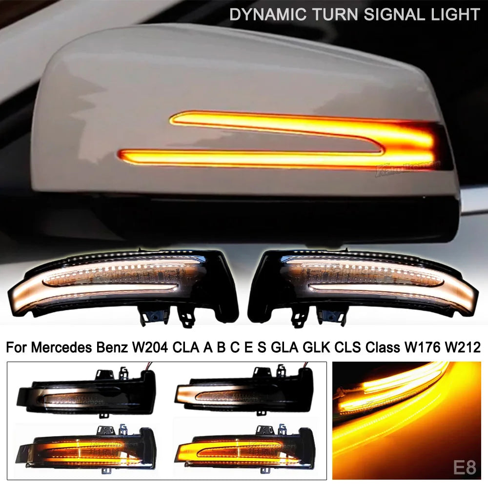 1 Pair Dynamic Turn LED Signals For Mercedes Benz W204 CLA A B C E S GLA GLK CLS Class W176 W212 Revix