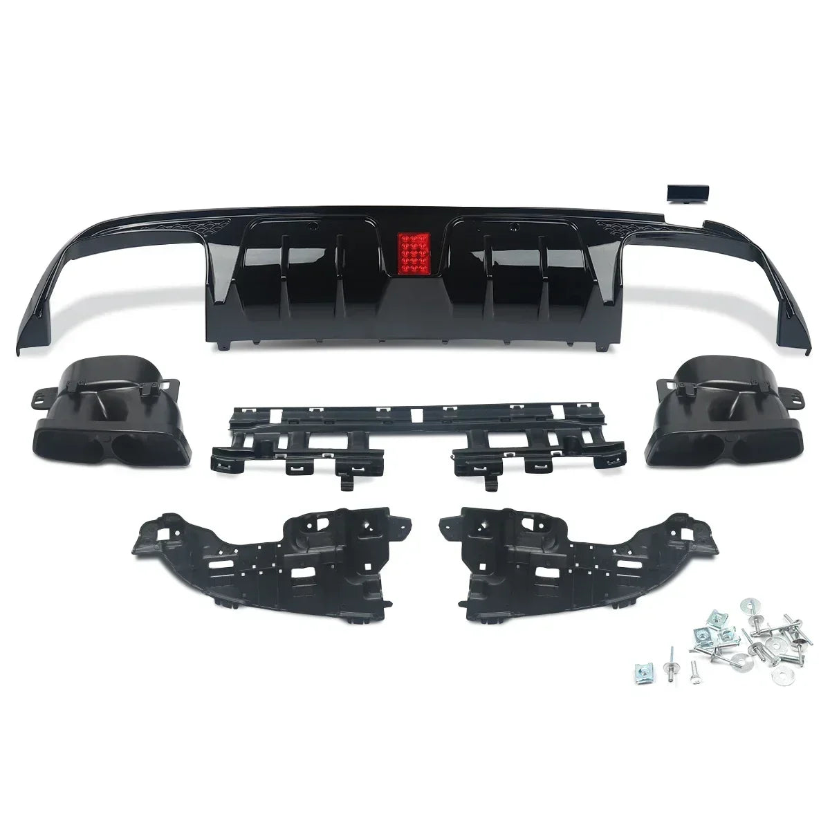 Rear Diffuser With Exhaust Tips For W205 2015-2021 Carbon Look For C63/ C63S/C43 4 Door Sedan Revix