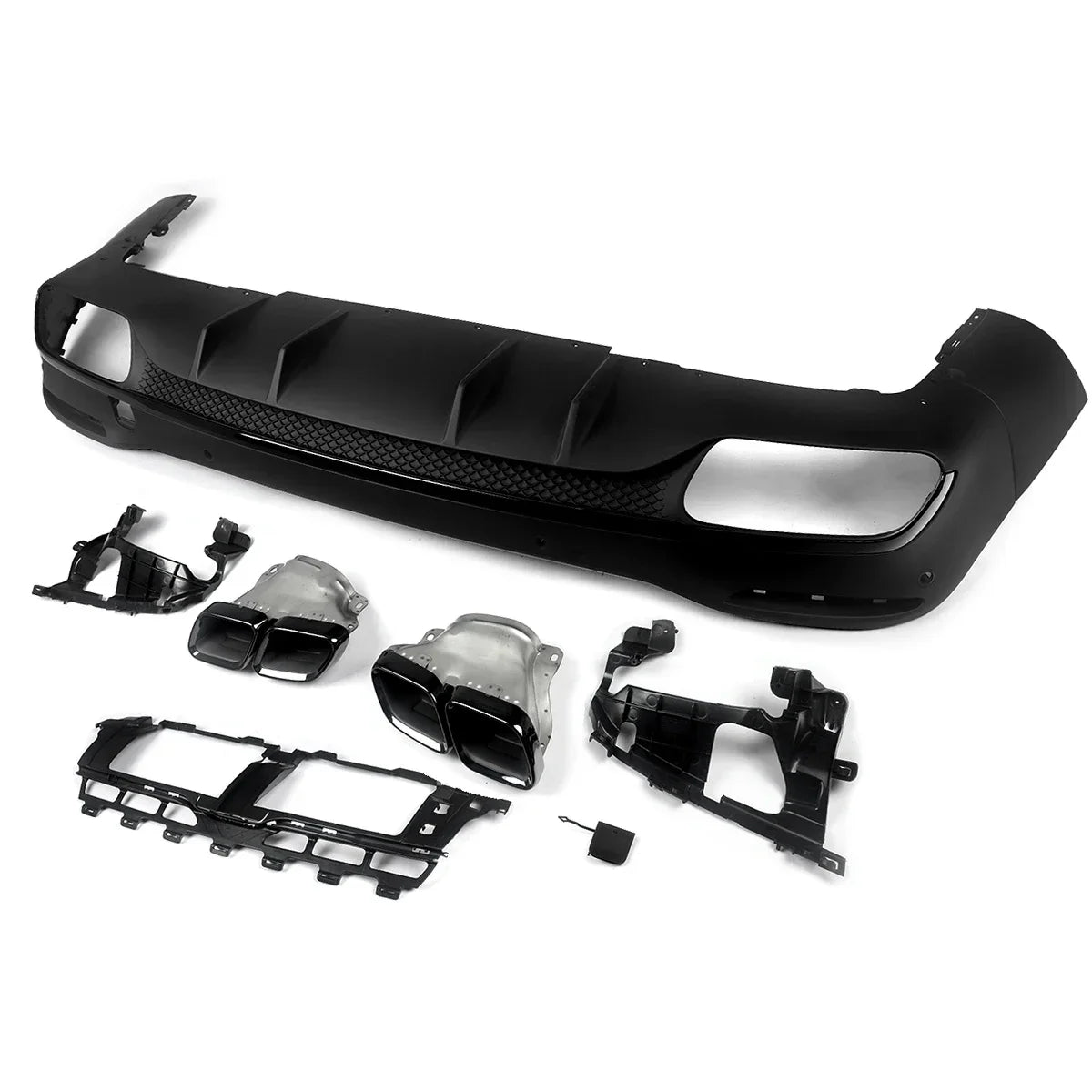 GLS63 AMG Style Black Rear Diffuser with Exhaust Tips for Mercedes Benz X167 2019+ Revix