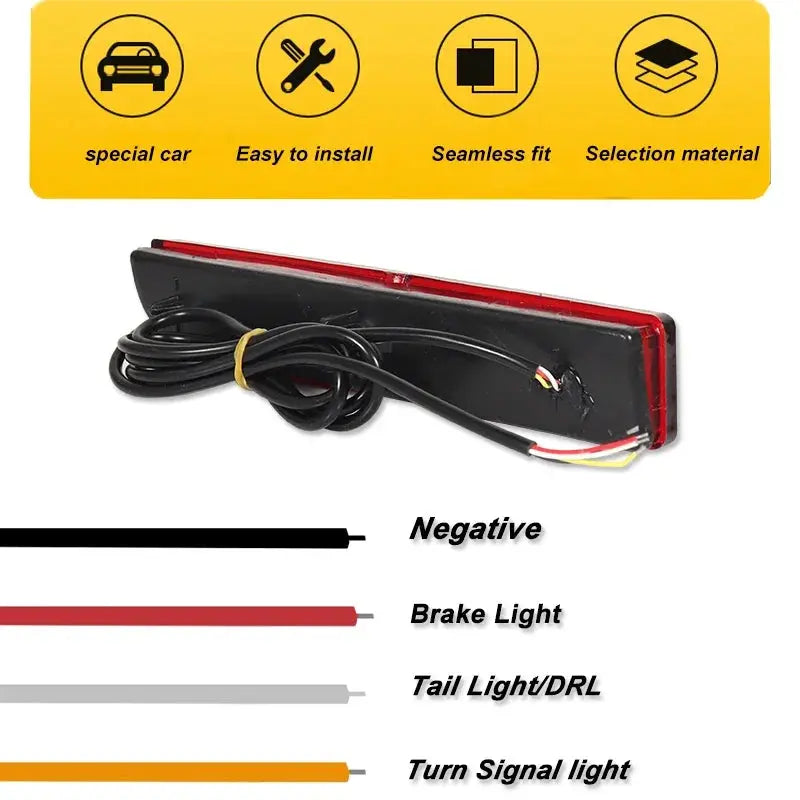 LED Bumper Reflector Lights For Mitsubishi Lancer Evo Evolution ASX Outlander Sport RVR Dynamic Turn Signal Rear Tail Brake Lamp Revix
