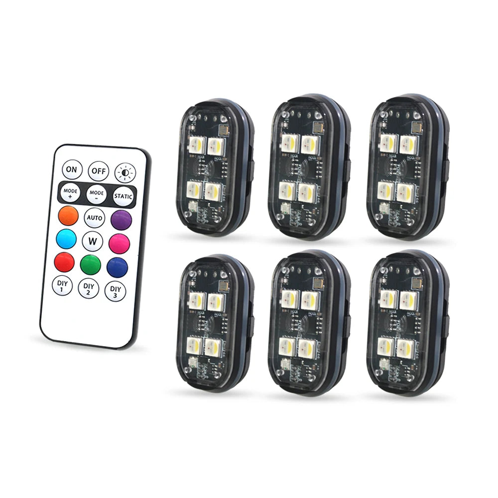 4/6pcs Wireless LED Atmosphere Lights, 8 Colors Rechargeable LEDs Revix