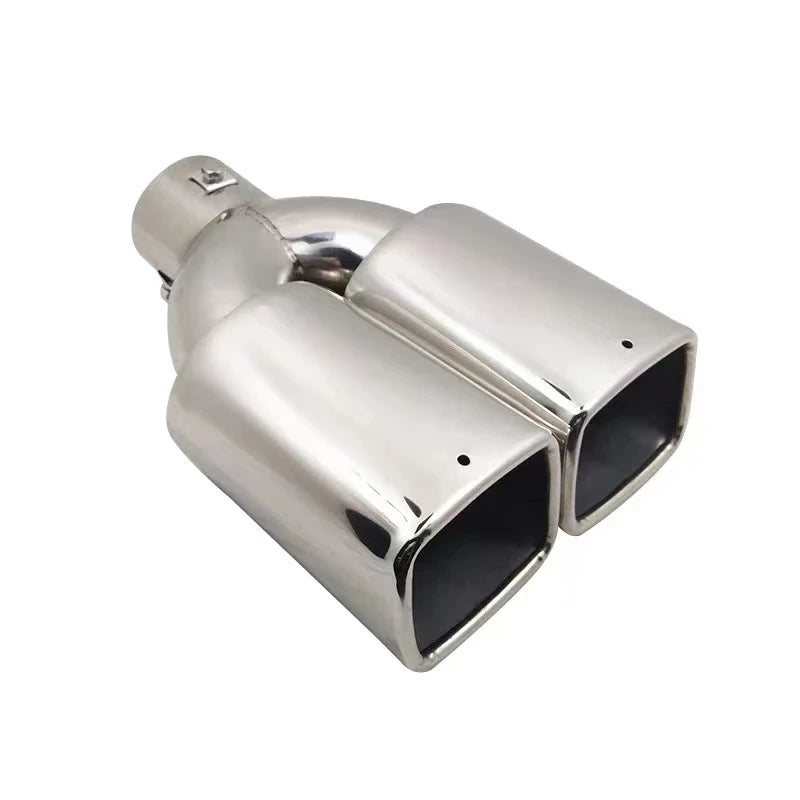 Exhaust Tip Universal Double Outlet Nozzle Rear Muffler Tip Stainless Steel Square Mouth Exhaust Pipe Muffler Car Accessories Revix