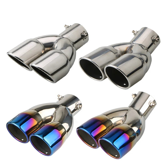 Universal 63mm Car Muffler Exhaust Tip Tail Pipe Stainless Steel Car Rear Tail Throat Car Accessories Revix