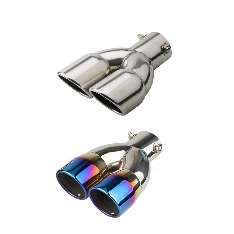 Universal 63mm Car Muffler Exhaust Tip Tail Pipe Stainless Steel Car Rear Tail Throat Car Accessories Revix