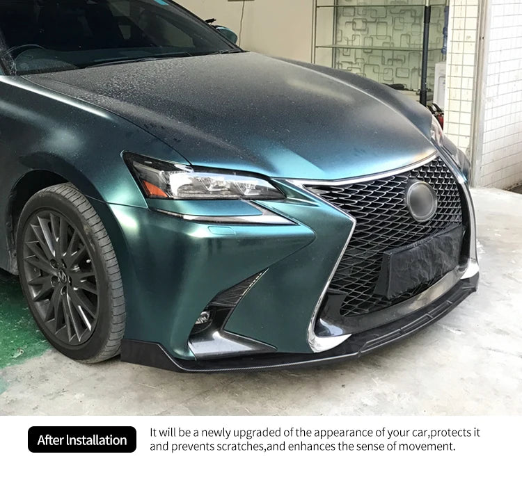 High Quality Car Front Bumper Lip Body Kit Chin Spoiler Diffuser Guard Accessories Carbon Fiber Look ABS For Lexus GS 2016-2020 Revix