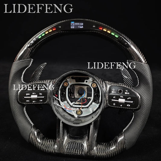 Retorfit LED Carbon Fiber Steering Wheel For Mercedes Benz AMG W204 W205 W213 C63 E63 G63 G55 G500 W212 W463 CLS63 GLA CLA Revix