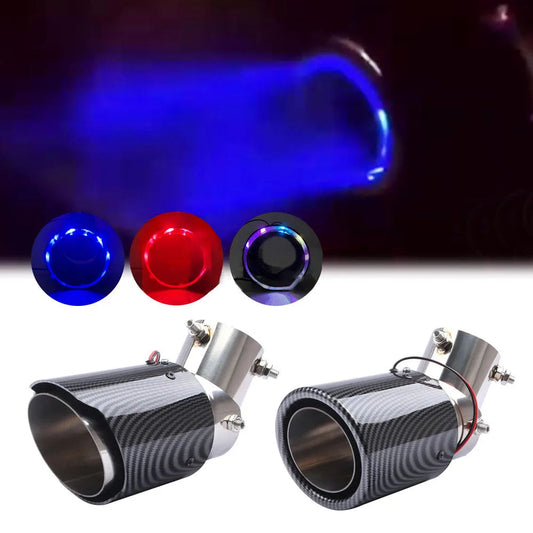Universal Carbon Fiber Tailpipe With Led Lights 63mm Revix