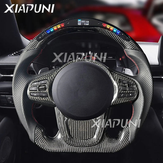 Customized LED RPM Steering Wheel For Toyota Supra A90 A91 2019-2024 Model Carbon Fiber Racing Wheel Revix