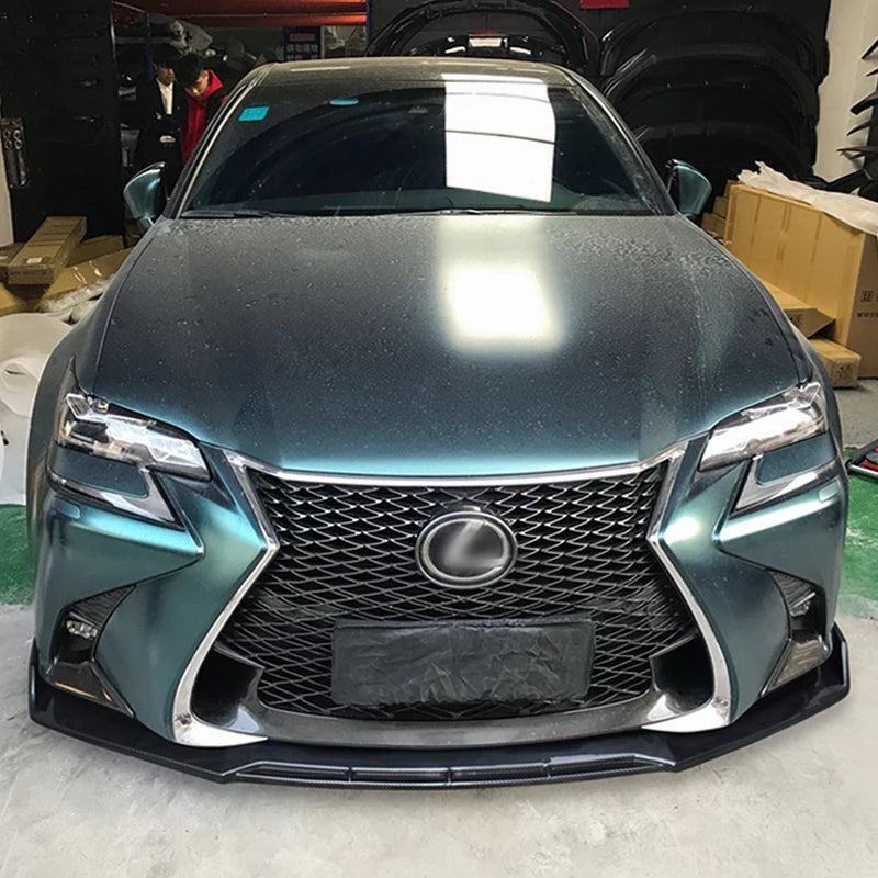High Quality Car Front Bumper Lip Body Kit Chin Spoiler Diffuser Guard Accessories Carbon Fiber Look ABS For Lexus GS 2016-2020 Revix