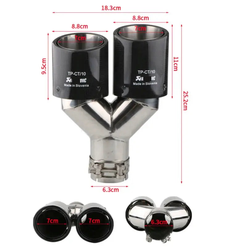 Left right carbon fiber exhaust tips stainless steel twin exhaust tip Y style exhaust muffler tuning car accessorie universal Revix
