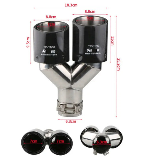 Left right carbon fiber exhaust tips stainless steel twin exhaust tip Y style exhaust muffler tuning car accessorie universal Revix