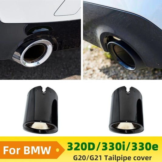 For BMW 320d 330i 330e Exhaust Tailpipe cover G20 G21 Muffler Tip Nozzle Black Exhaust Head Revix