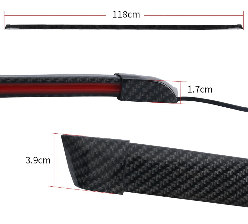 LED Spoiler Light Car Universal Carbon Fiber Spoiler Lip Kit Turn Signal Brake Warn Lamp Exterior Accessories Styling Tail Wing Revix
