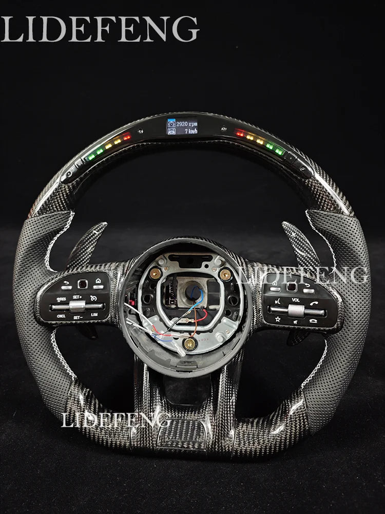 Retorfit LED Carbon Fiber Steering Wheel For Mercedes Benz AMG W204 W205 W213 C63 E63 G63 G55 G500 W212 W463 CLS63 GLA CLA Revix