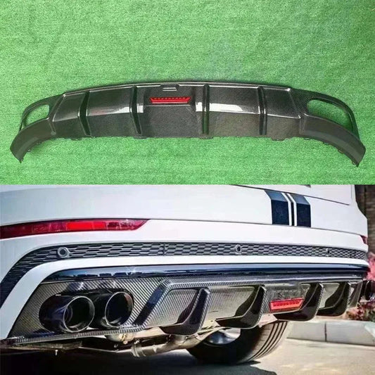 For Audi Q8 SQ8 2018+ Carbon Fiber Diffuser Car Rear Bumper Diffuser Rear Splitters Spoiler Back lip Auto Parts Revix