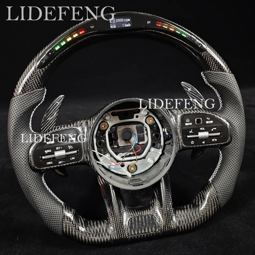 Retorfit LED Carbon Fiber Steering Wheel For Mercedes Benz AMG W204 W205 W213 C63 E63 G63 G55 G500 W212 W463 CLS63 GLA CLA Revix