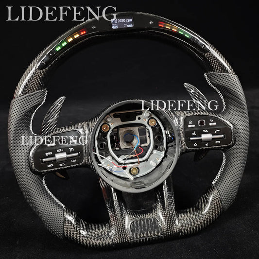 Retorfit LED Carbon Fiber Steering Wheel For Mercedes Benz AMG W204 W205 W213 C63 E63 G63 G55 G500 W212 W463 CLS63 GLA CLA Revix